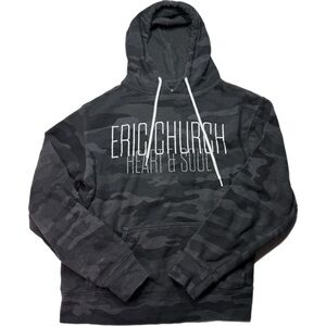 Eric Church Hoodie Adult Gray Camo Heart & Soul Pullover Sweatshirt | Medium